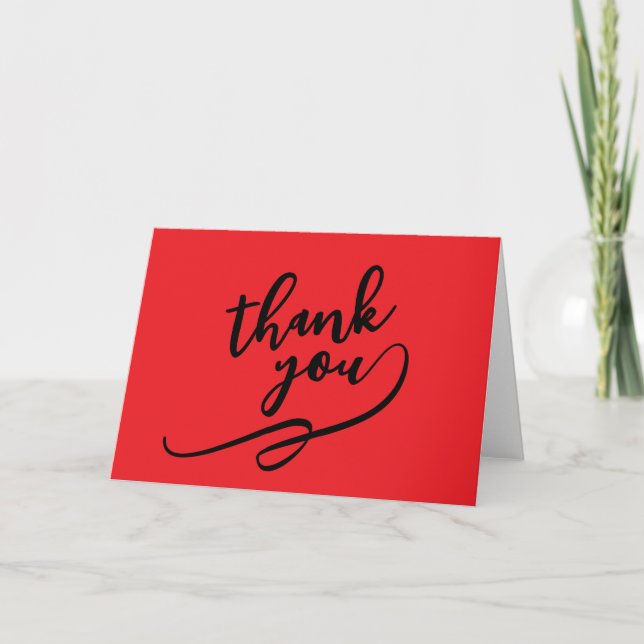 Thank You Bright Red Classical Unique Simple Card (Front)