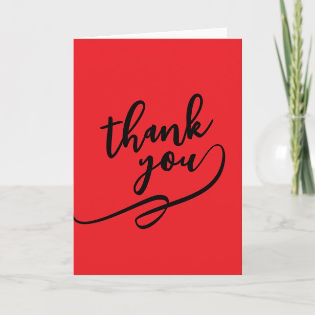 Thank You Bright Red Classical Unique Simple Card (Front)
