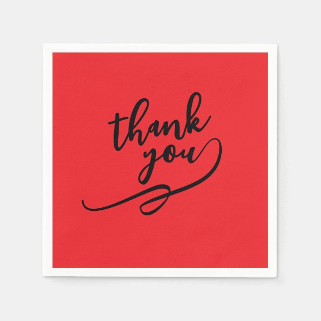 Thank You Bright Red Classical Unique Simple Napkin (Front)