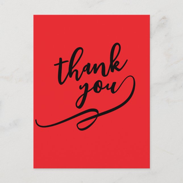 Thank You Bright Red Classical Unique Simple Postcard (Front)