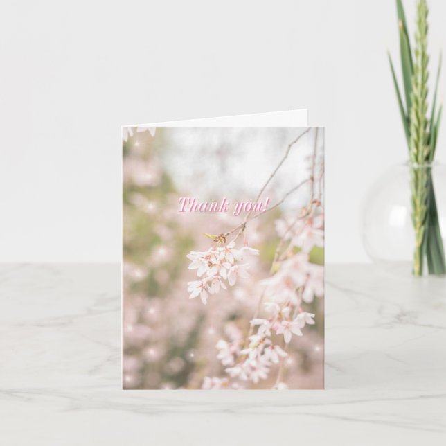 Thank you Bright Weeping Cherry Sparkles Card (Front)