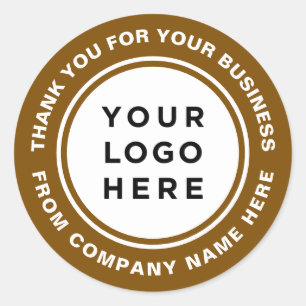 Thank you brown borders white background classic round sticker