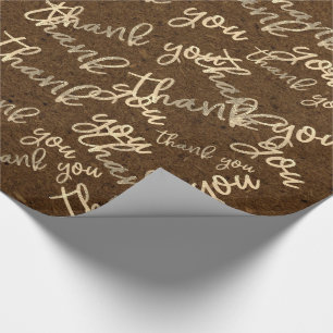 Thank You Brown Kraft  Gold Wedding Birthday Wrapping Paper