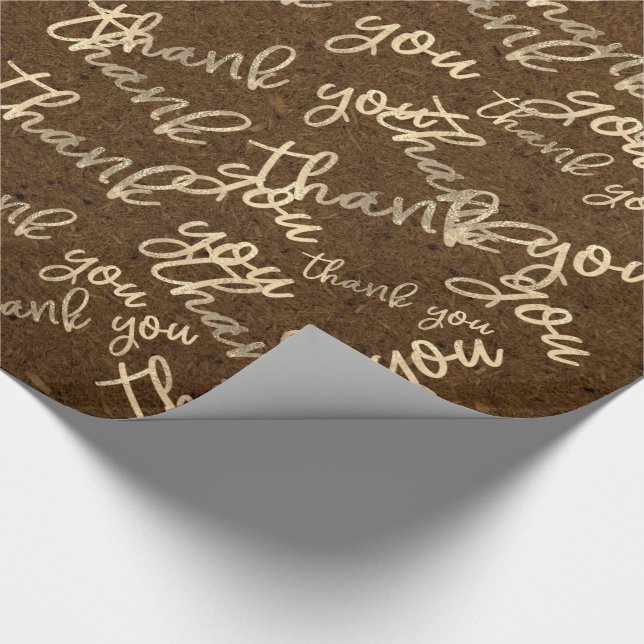 Thank You Brown Kraft  Gold Wedding Birthday Wrapping Paper (Corner)
