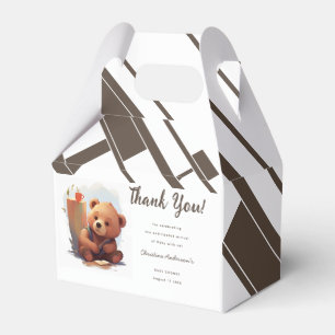 Thank You Brown Rustic Cub Bear Baby Shower  Favour Box