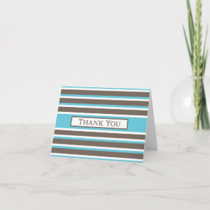 Thank you - Brown, Turquoise, White Stripe Card