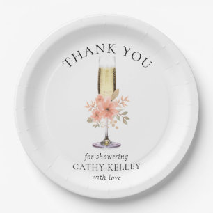 Thank You Brunch and Bubbly Bridal Shower 9" Round Paper Plate