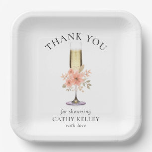 Thank You Brunch and Bubbly Bridal Shower 9"Square Paper Plate