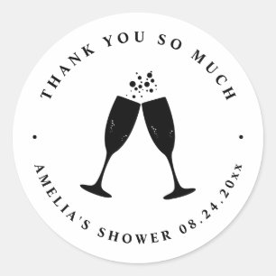Thank You Brunch & Bubbly Bridal Shower Classic Round Sticker