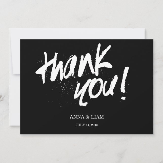 Thank you brush script wedding postcard (Front)