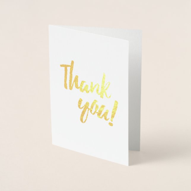 Thank You Brushstroke Handwritten-Style Script Foil Card (Front)
