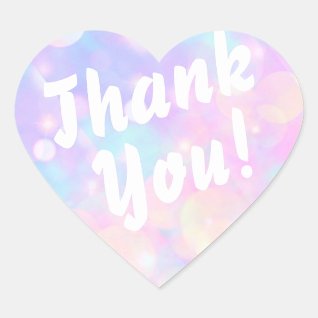 Thank You! Bubbles on Pink Heart Sticker  (Front)