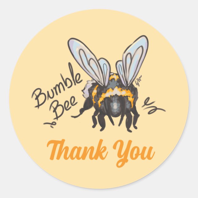 Thank You Bumble Bee Classic Round Sticker (Front)
