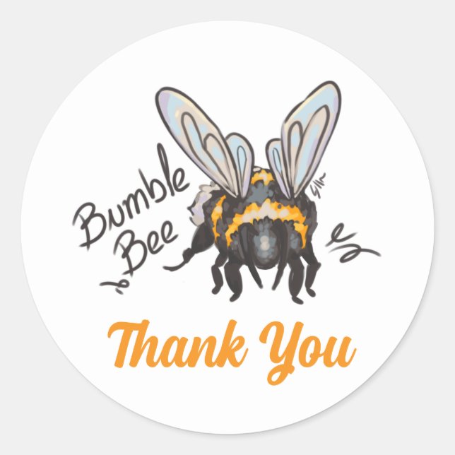 Thank You Bumble Bee Classic Round Sticker (Front)