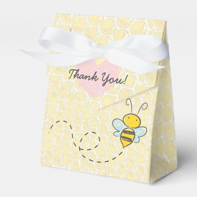 Thank You Bumble Bee Honeycomb Candy Favour Box (Front Side)