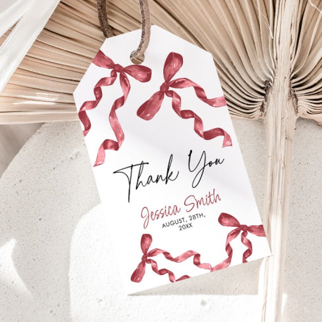 Thank You Burgundy Bow Gift Tag (Creator Uploaded)