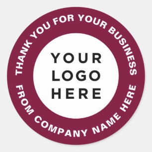 Thank you burgundy eyecatching logo classic round sticker