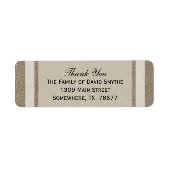 Thank You Burlap Look and Parchment Label Return Address Label