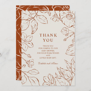 Thank You Burnt Orange Botanical Baby Shower