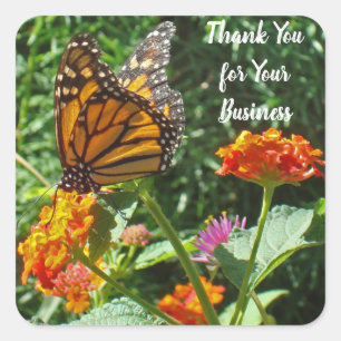 Thank You Business Butterfly Customer Appreciation Square Sticker