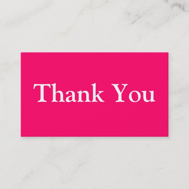 Thank You Business Cards Template Hot Pink Fuchsia (Front)