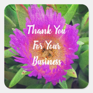 Thank You Business Flower Customer Appreciation Square Sticker