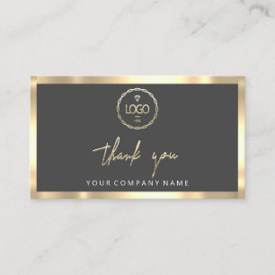 Thank You Business Insert Logo Gold Frame Grey
