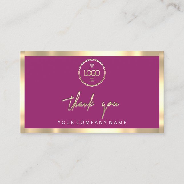 Thank You Business Insert Logo Gold Frame Pink (Front)