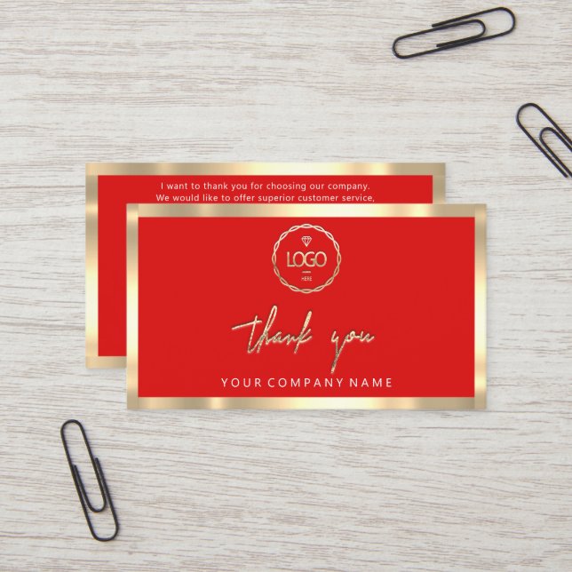 Thank You Business Insert Logo Gold Frame Red (Front/Back In Situ)