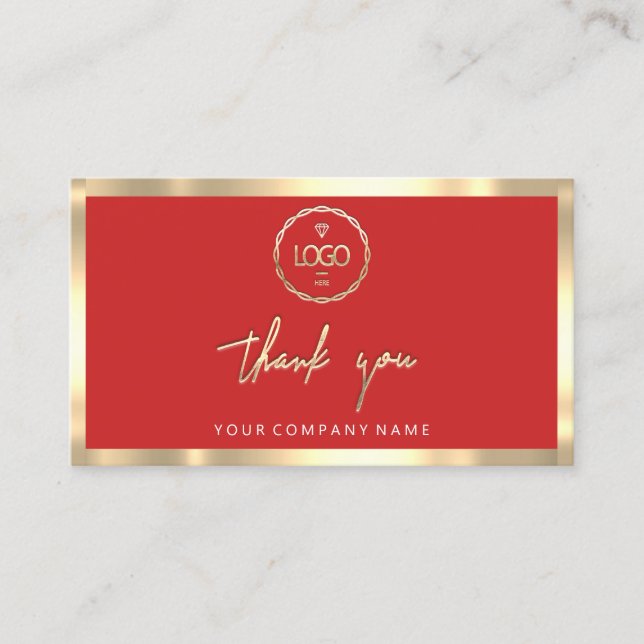 Thank You Business Insert Logo Gold Red (Front)