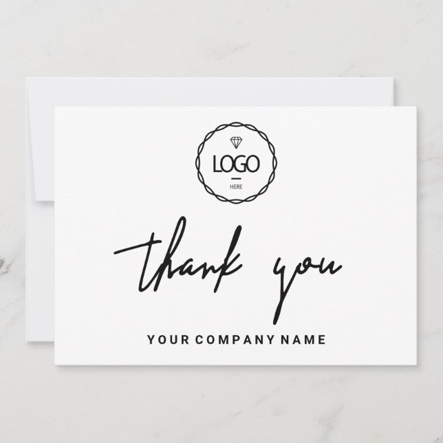 Thank You Business Insert Logo Minimalism White Invitation (Front)