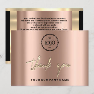 Thank You Business Insert Logo Rose Gold Elegant Invitation