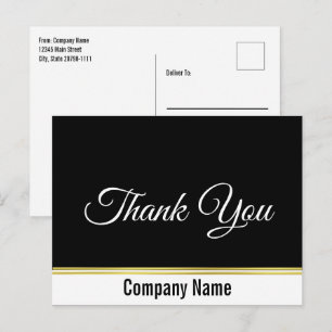 Thank You Business Name Black White Gold 2-sided Postcard