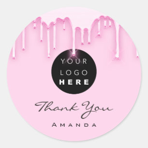 Thank You Business Name Makeup Artist Pinky Logo Classic Round Sticker