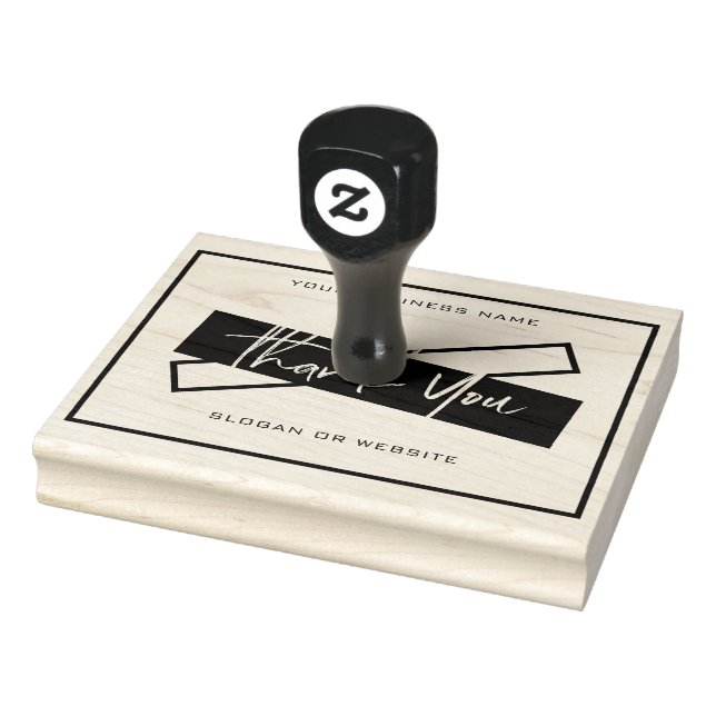 Thank You Business Name Website Black Masking Tape Rubber Stamp (Stamp)