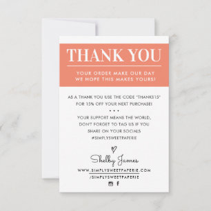 THANK YOU business order insert modern bold orange