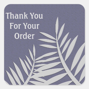 Thank You Business Order Purple Leaves Client Square Sticker
