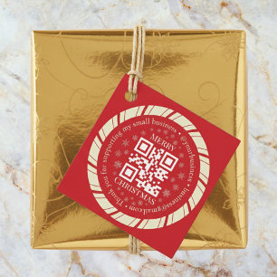 thank you business qr code christmas red  favour tags