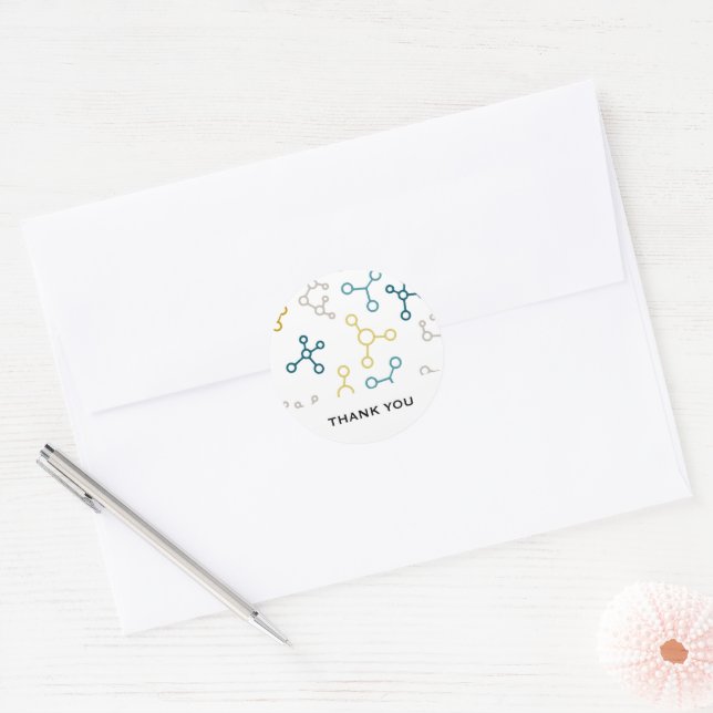 Thank You Business Science Molecules  Classic Round Sticker (Envelope)