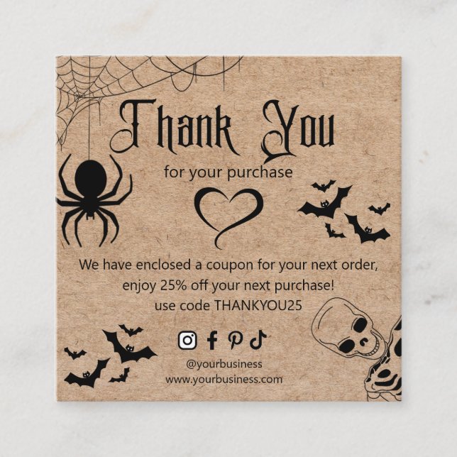 thank you business social media hallooween  kraft enclosure card (Front)