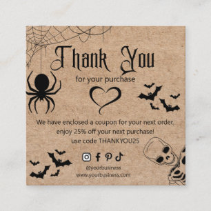 thank you business social media hallooween  kraft enclosure card