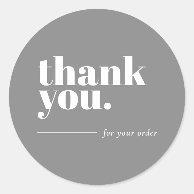 Thank You Business Sticker Grey & White (Front)