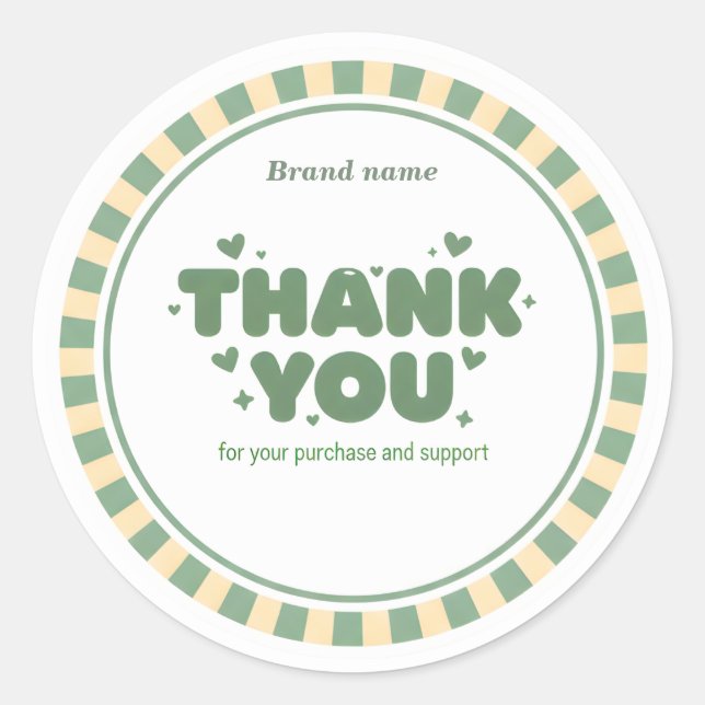 Thank You Business Sticker - Segmented Border  (Front)
