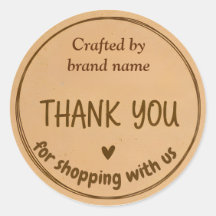 Thank You Business Sticker with brand name