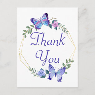 Thank You Butterflies Blue Butterfly Wedding Party Postcard