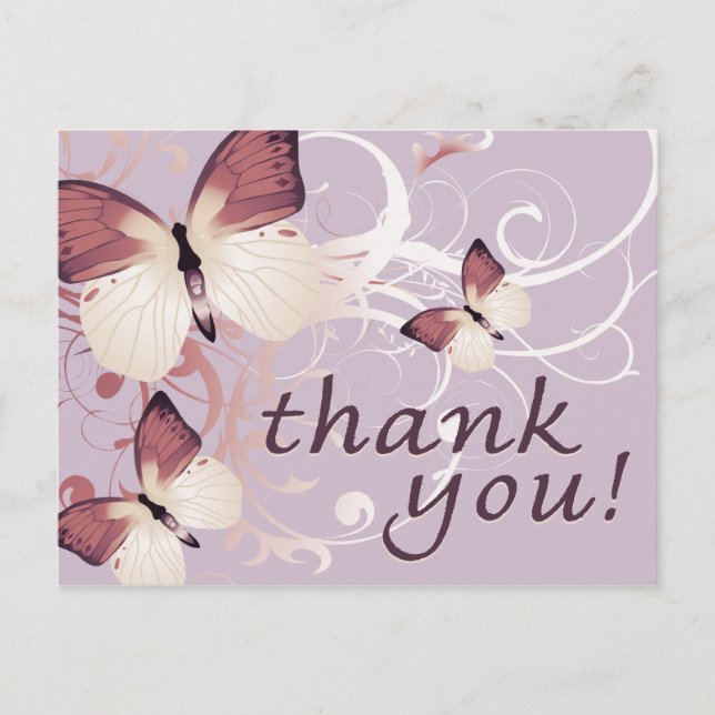 thank you : butterflies : postcard (Front)