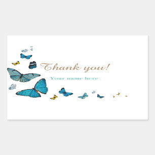 Thank You, Butterflies, Template Rectangular Sticker