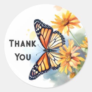 Thank You Butterfly Classic Round Sticker