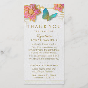 Thank You Butterfly Floral White Gold Sympathy