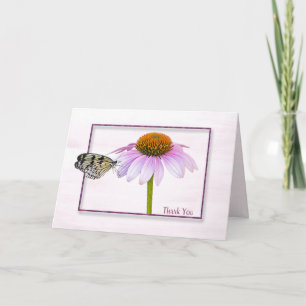 Thank You Butterfly on Cone Flower Card